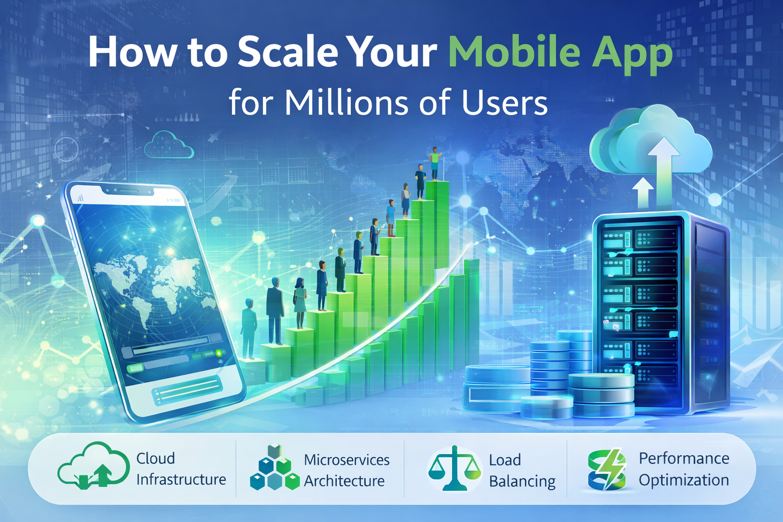 How to scale your mobile app for millions of users using cloud infrastructure microservices load balancing and performance optimization