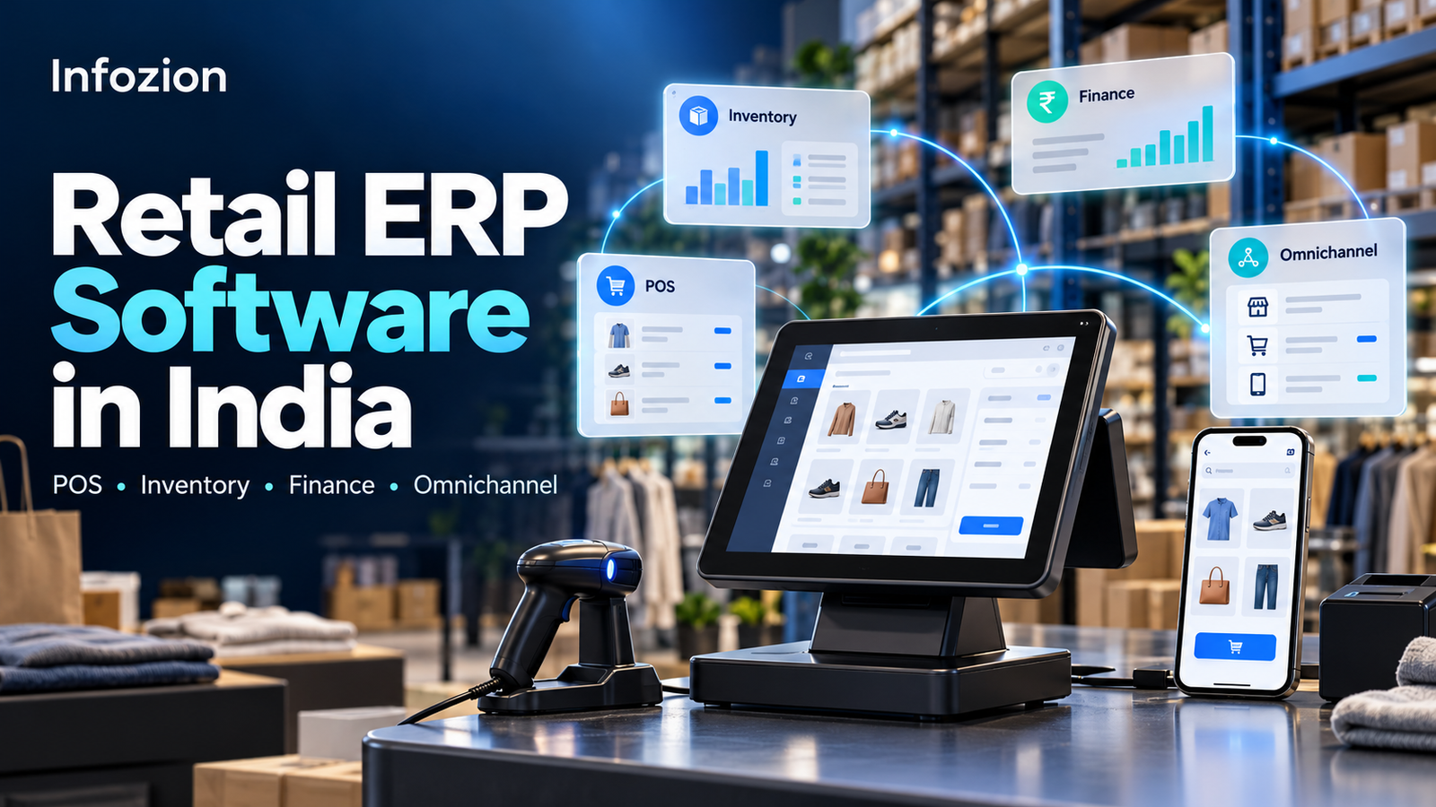 Infozion retail ERP software in India connecting POS, inventory, finance and omnichannel operations.
